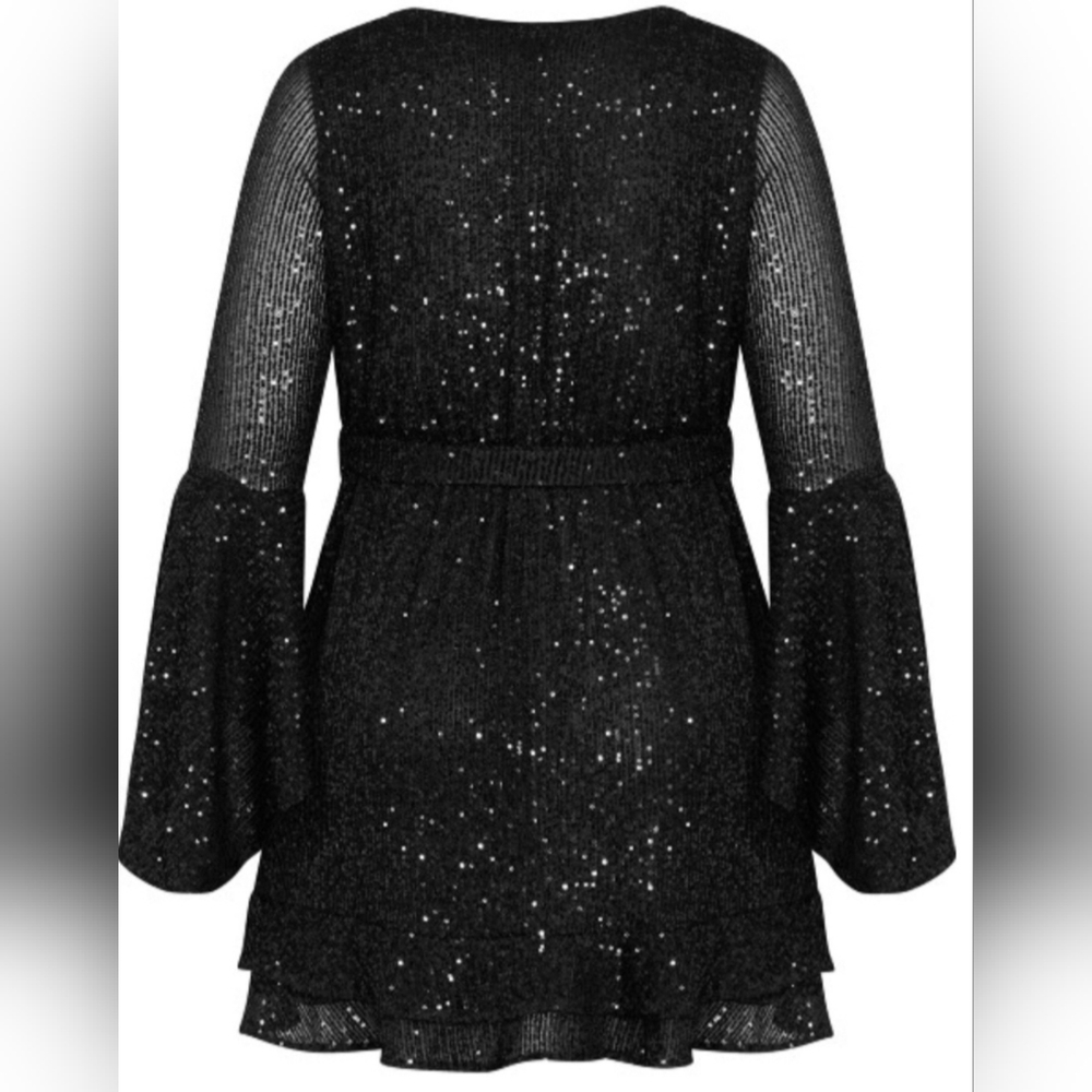 NWT City Chic Black Sequin Long Sleeve Dress Size XXL/24 - Picture 12 of 16